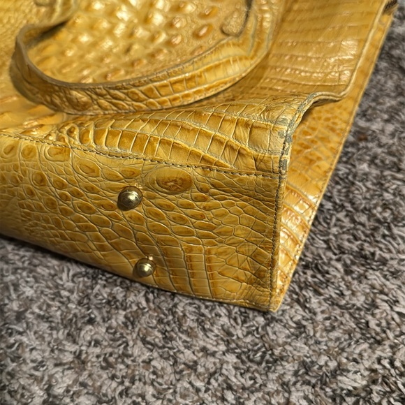 Brahmin Yellow Croc Embossed Leather Tote Purse - Picture 7 of 16